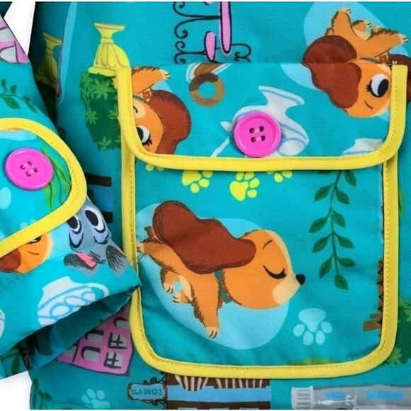 Disney Zip up Hoodie Jacket Lady and The Tramp Snow Rain Blue Girls Size 5 6 - Picture 4 of 11